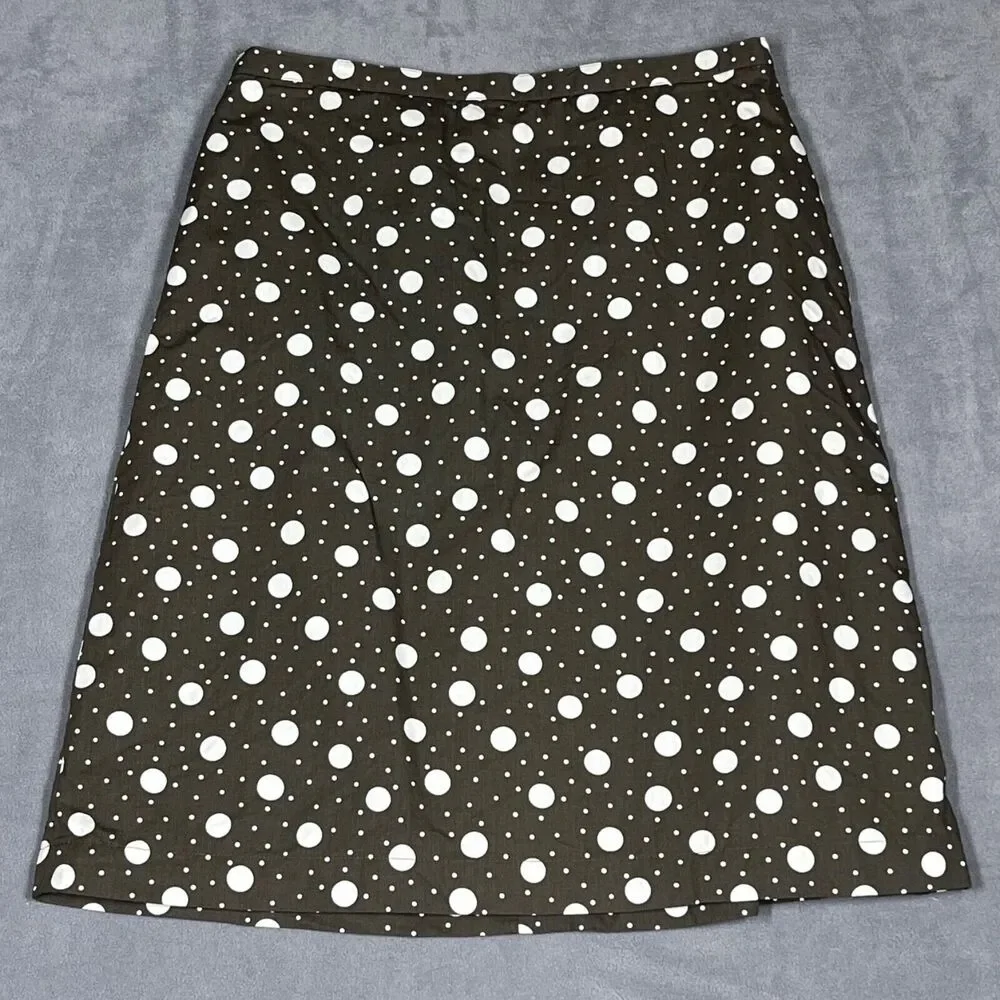 Boden Skirt Brown Size US‎ 4R Brown White Polka Dot Knee Length Pockets Lined